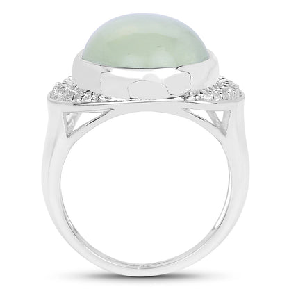 11.50 Carat Genuine Prehnite And White Topaz .925 Sterling Silver Ring Bids.com