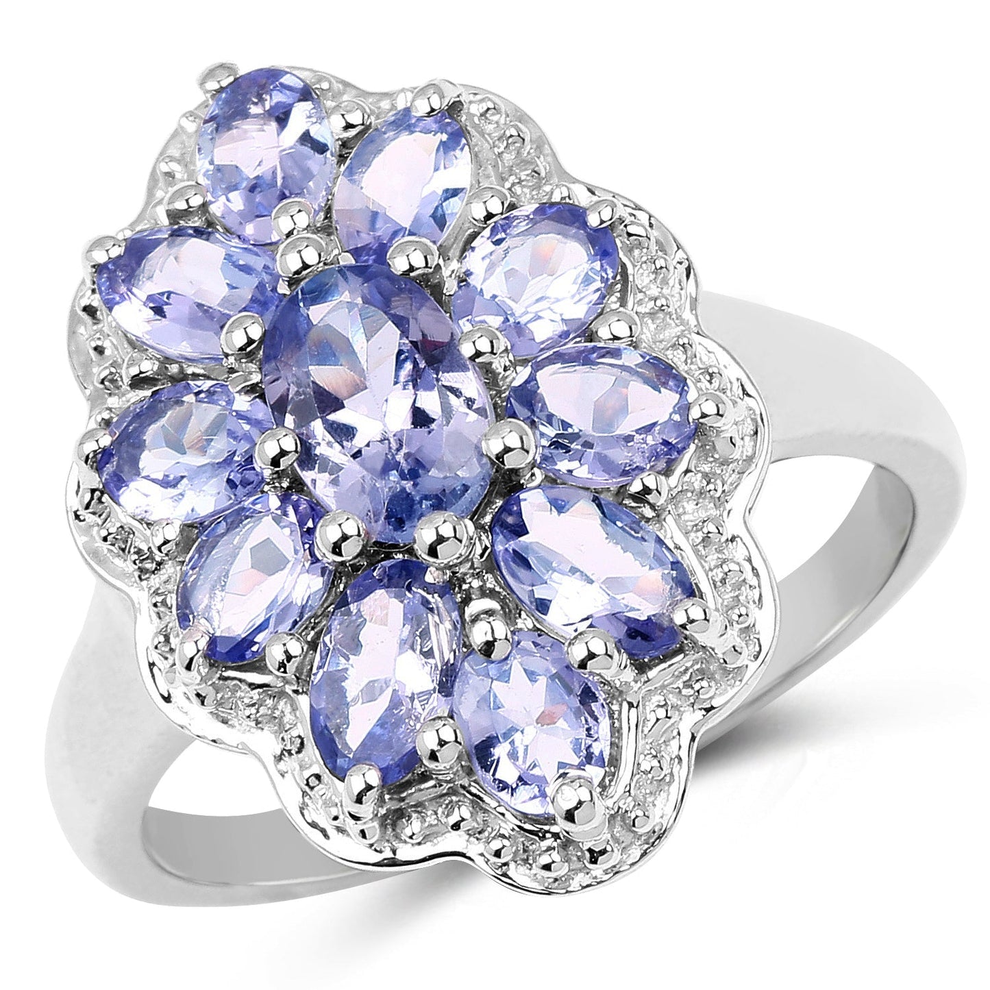 2.46 Carat Genuine Tanzanite .925 Sterling Silver Ring Bids.com