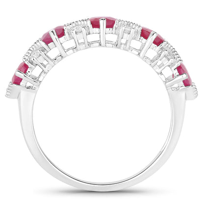 1.61 Carat Genuine Ruby and White Diamond 14K White Gold Ring Bids.com