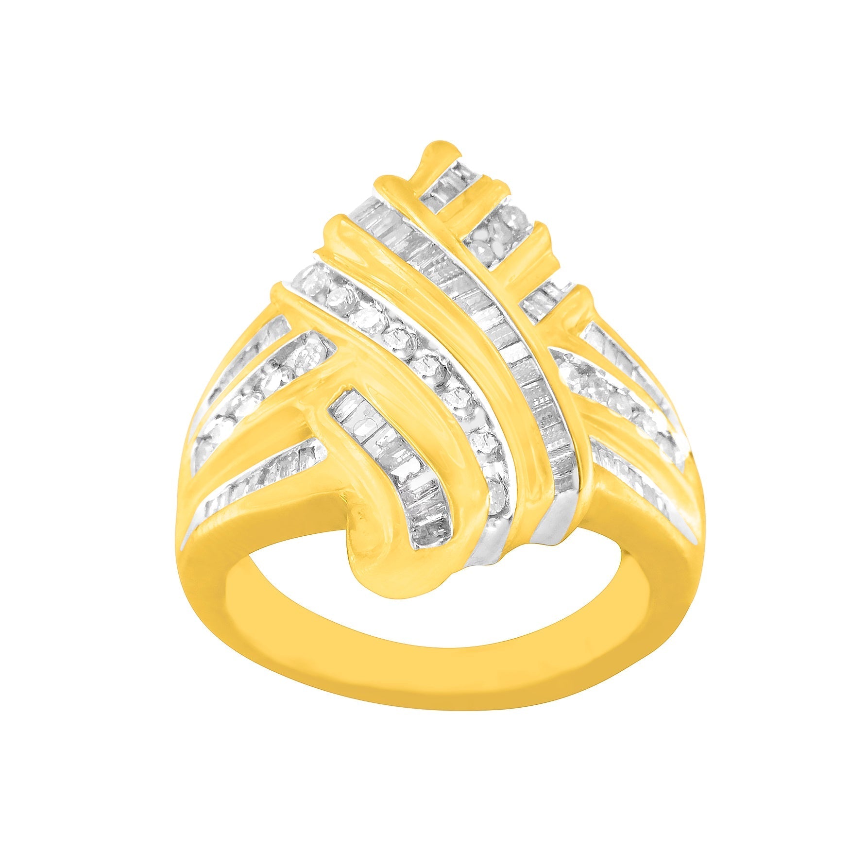 10K Yellow Gold Diamond Bypass Ring (1.0 cttw, H-I Color, I2-I3 Clarity) Bids.com