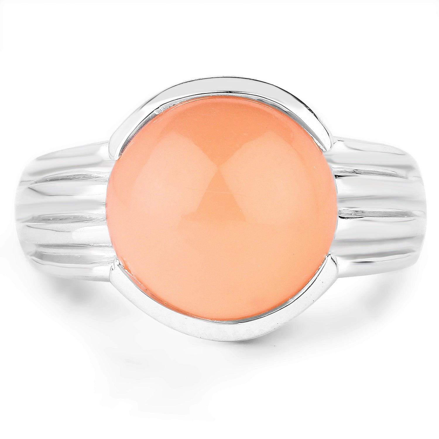 6.00 Carat Genuine Peach Moonstone .925 Sterling Silver Ring Bids.com