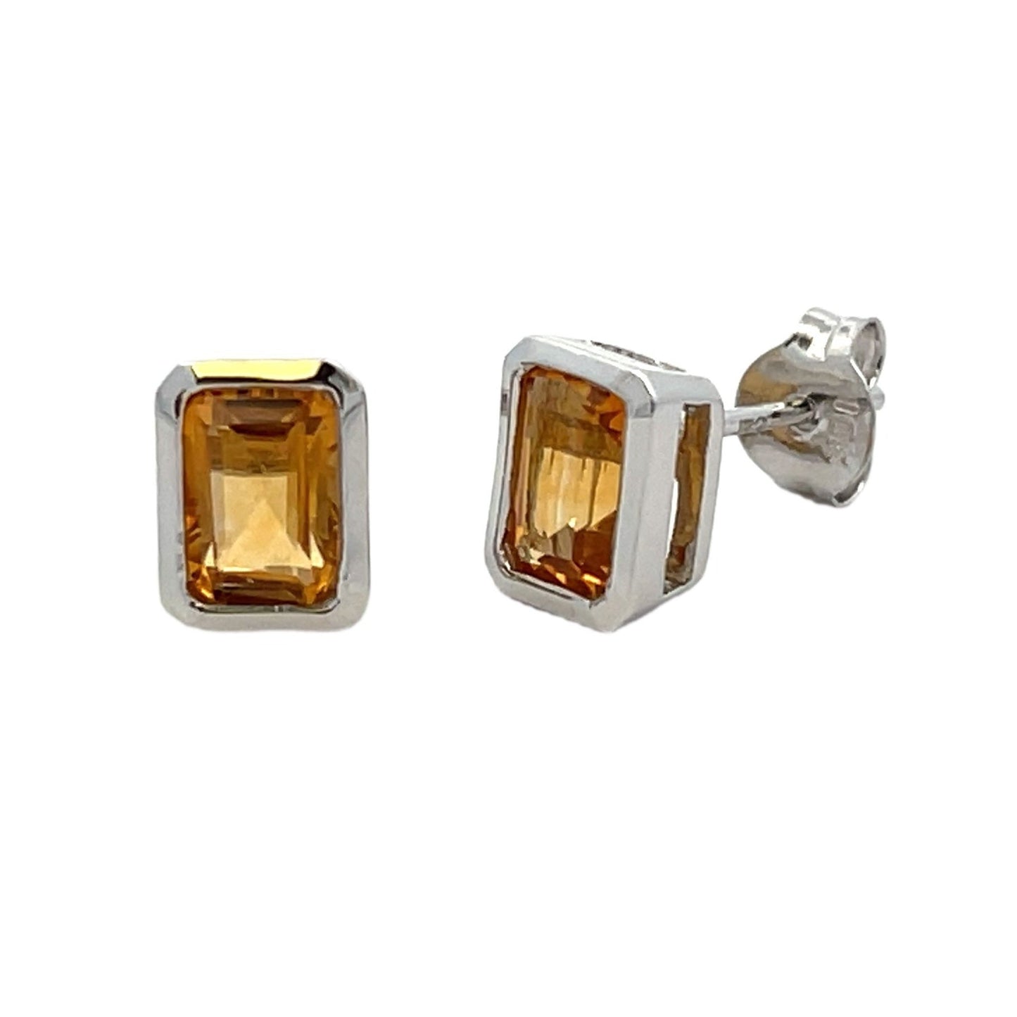 Genuine 1.08ct Citrine Stud Earrings 10KT White Gold Bids.com