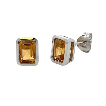 Genuine 1.08ct Citrine Stud Earrings 10KT White Gold Bids.com