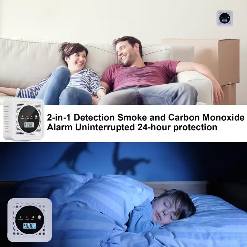 Dual Sensor Smoke & Carbon Monoxide Detector Alarm with LCD Display DailySale