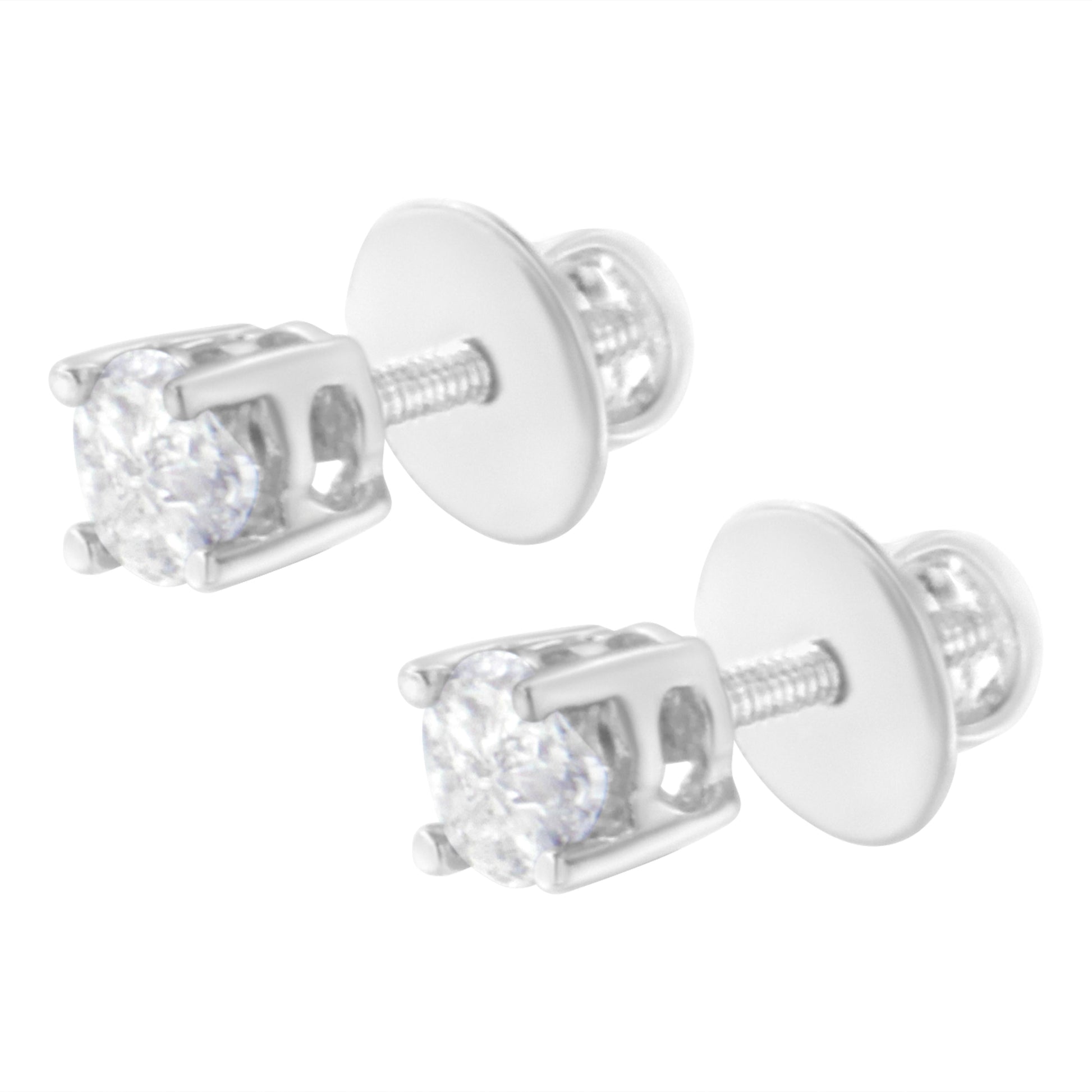 14K White Gold 1/2 Cttw Pie-Cut Diamond Solitaire Stud Earrings (H-I Color, SI1-SI2 Clarity) Bids.com