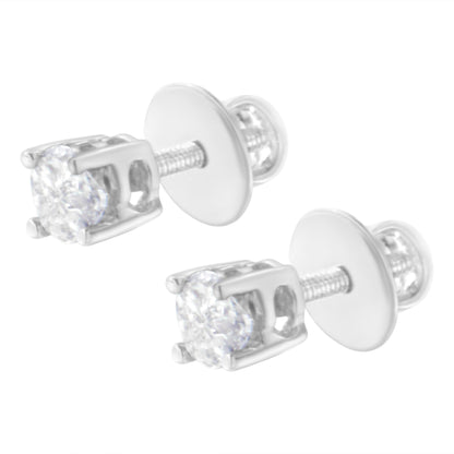 14K White Gold 1/2 Cttw Pie-Cut Diamond Solitaire Stud Earrings (H-I Color, SI1-SI2 Clarity) Bids.com