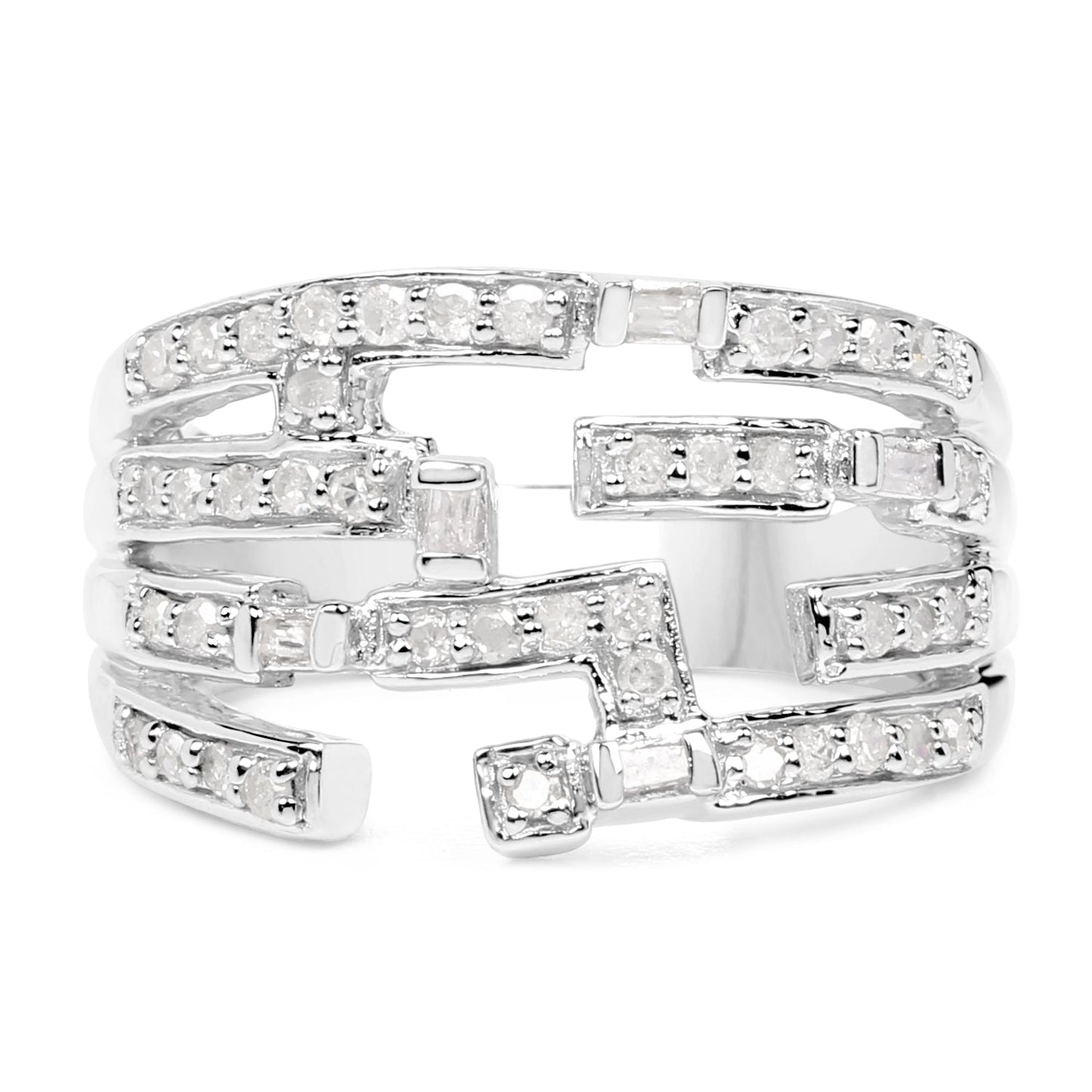 0.60 Carat Genuine White Diamond .925 Sterling Silver Ring Bids.com