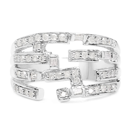 0.60 Carat Genuine White Diamond .925 Sterling Silver Ring Bids.com