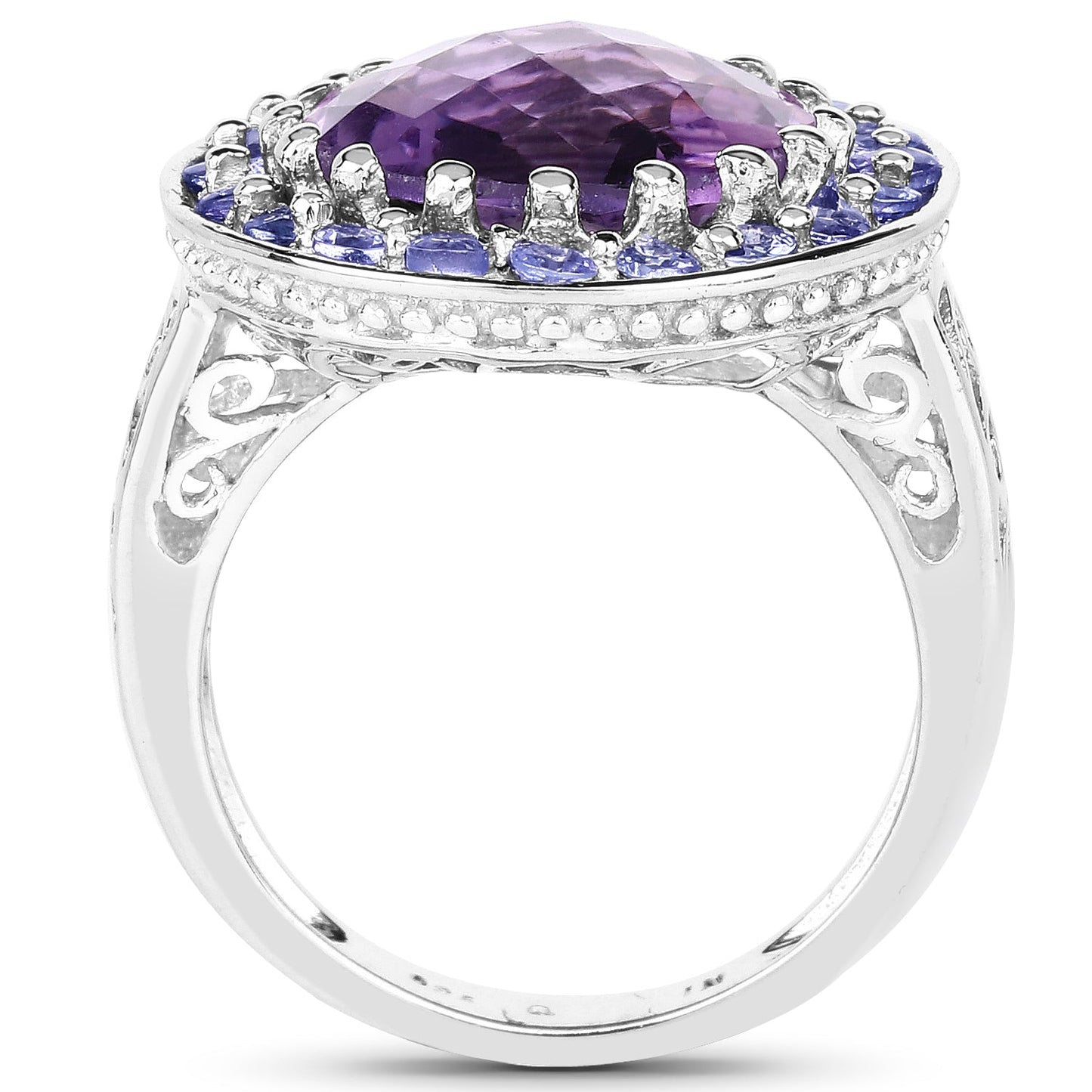 5.95 Carat Genuine Amethyst and Tanzanite .925 Sterling Silver Ring Bids.com