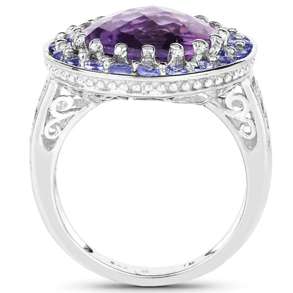 5.95 Carat Genuine Amethyst and Tanzanite .925 Sterling Silver Ring Bids.com
