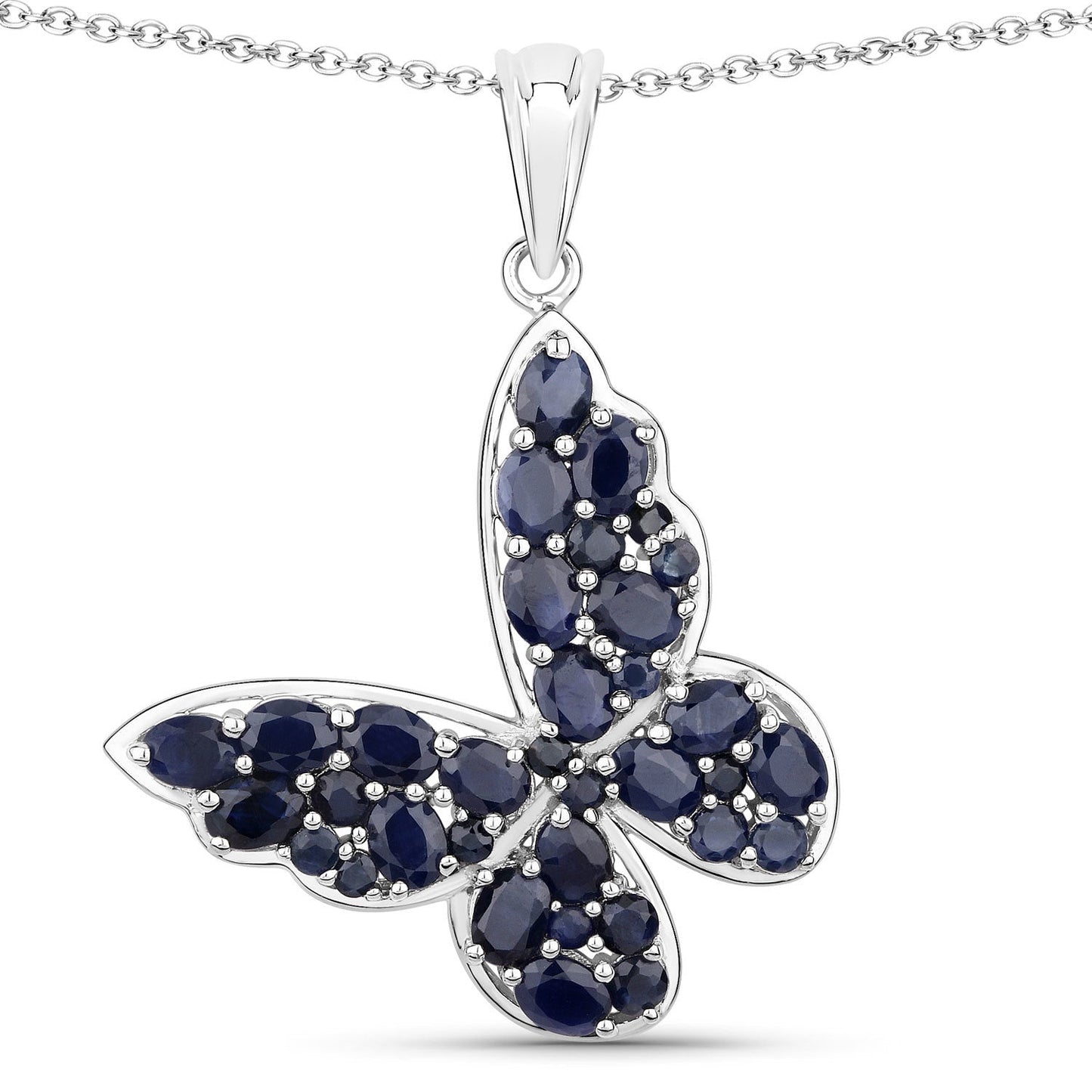 4.36 Carat Genuine Blue Sapphire .925 Sterling Silver Pendant Bids.com