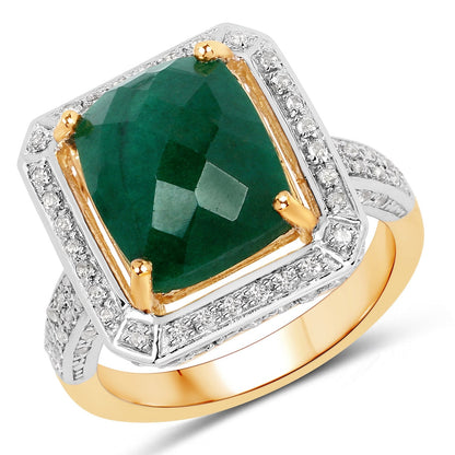 5.18 Carat Dyed Emerald and White Topaz .925 Sterling Silver Ring Bids.com