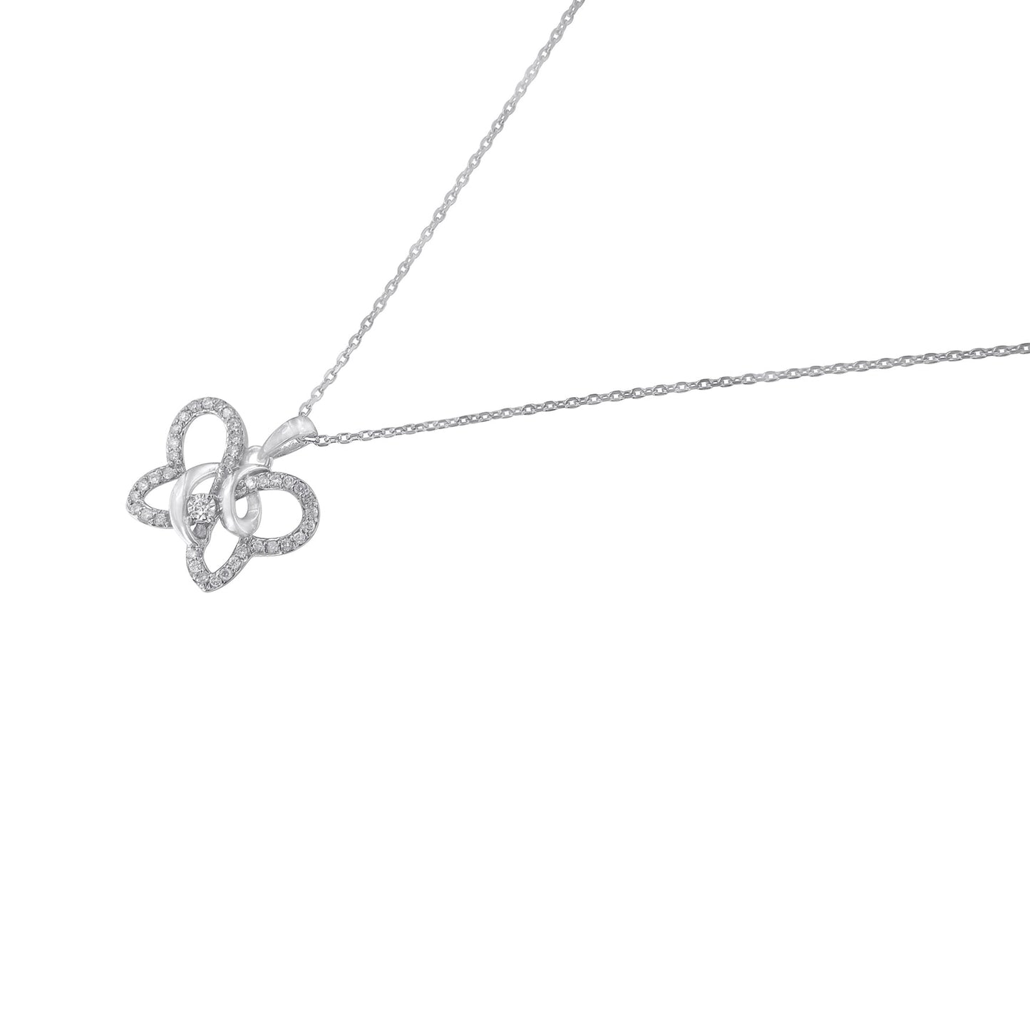 .925 Sterling Silver 1/4 cttw Prong-Set Diamond Butterfly 18" Pendant Necklace (H-I Color, I1-I2 Clarity) Bids.com