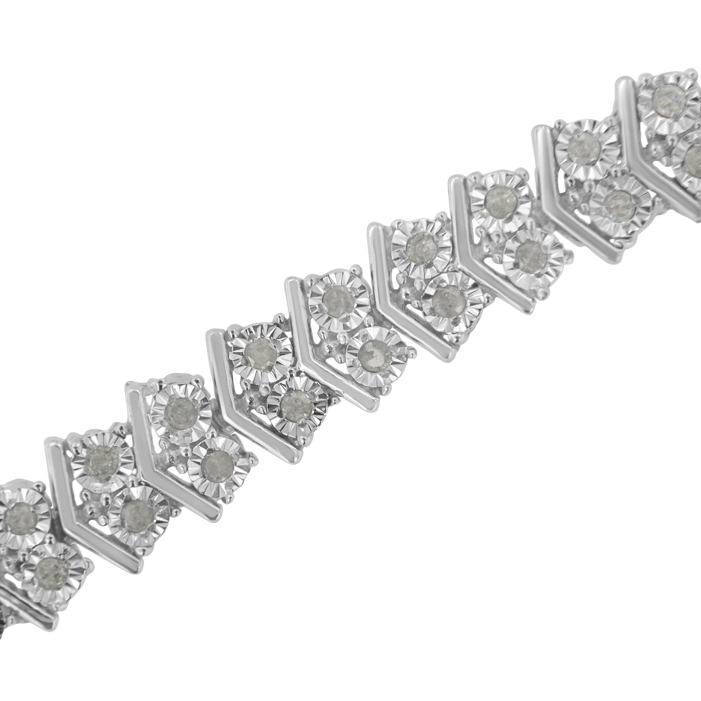 .925 Sterling Silver 1.0 cttw Diamond "Arrow" Shape Tennis Link Bracelet (I-J Color, I3 Clarity) -7.25" Bids.com