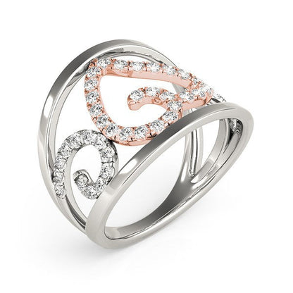 Heart Motif Filigree Style Diamond Ring in 14k White And Rose Gold (1/4 cttw) Bids.com