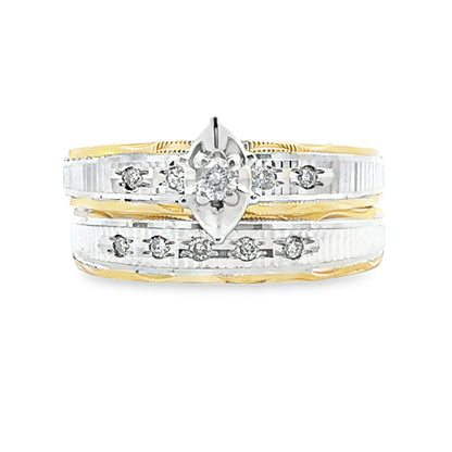 Diamond Engagement Ring Set Sterling Silver 14KT Gold Bids.com