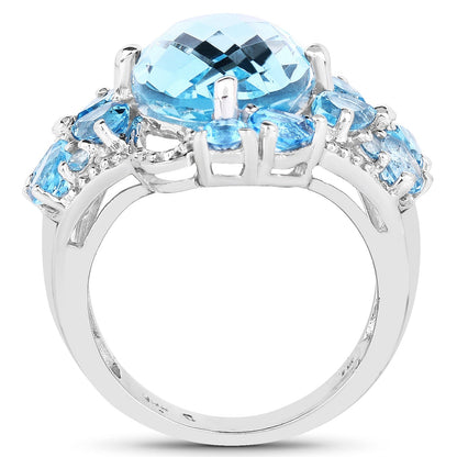 9.50 Carat Genuine Blue Topaz and Swiss Blue Topaz .925 Sterling Silver Ring Bids.com