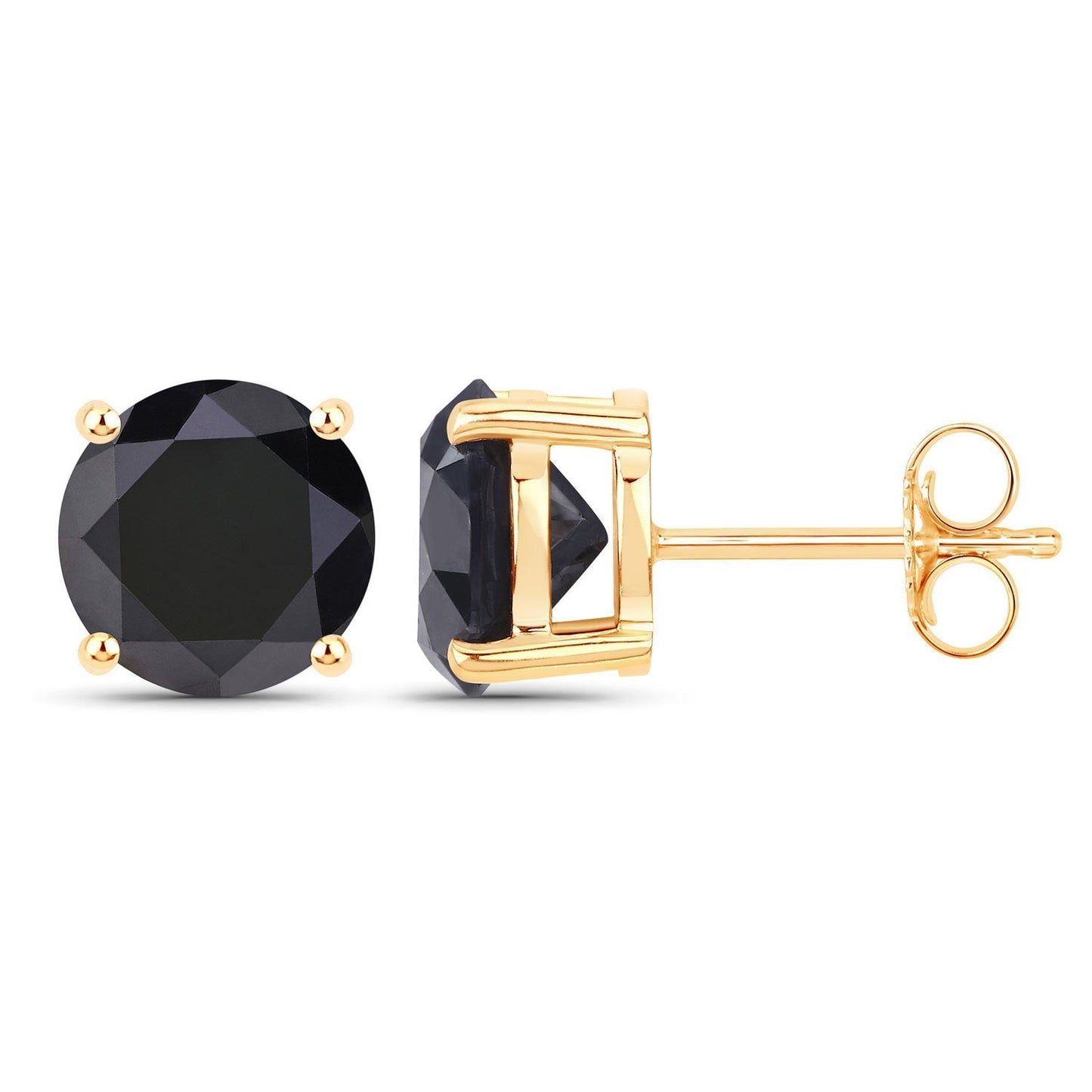 4.30 Carat Genuine Black Diamond 14K Yellow Gold Earrings Bids.com