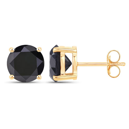 4.30 Carat Genuine Black Diamond 14K Yellow Gold Earrings Bids.com