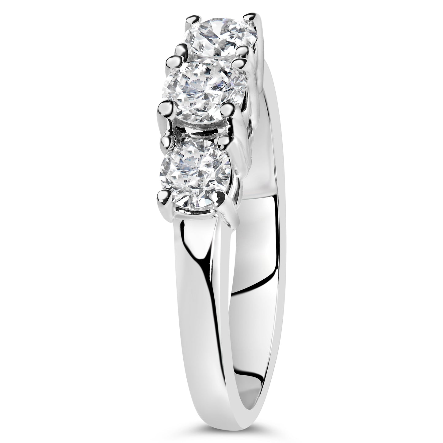 14K White Gold  3/4 Cttw Lab Grown Diamond 3 Stone Ring Band (F-G Color, VS2-SI1 Clarity)- Size 7 Bids.com