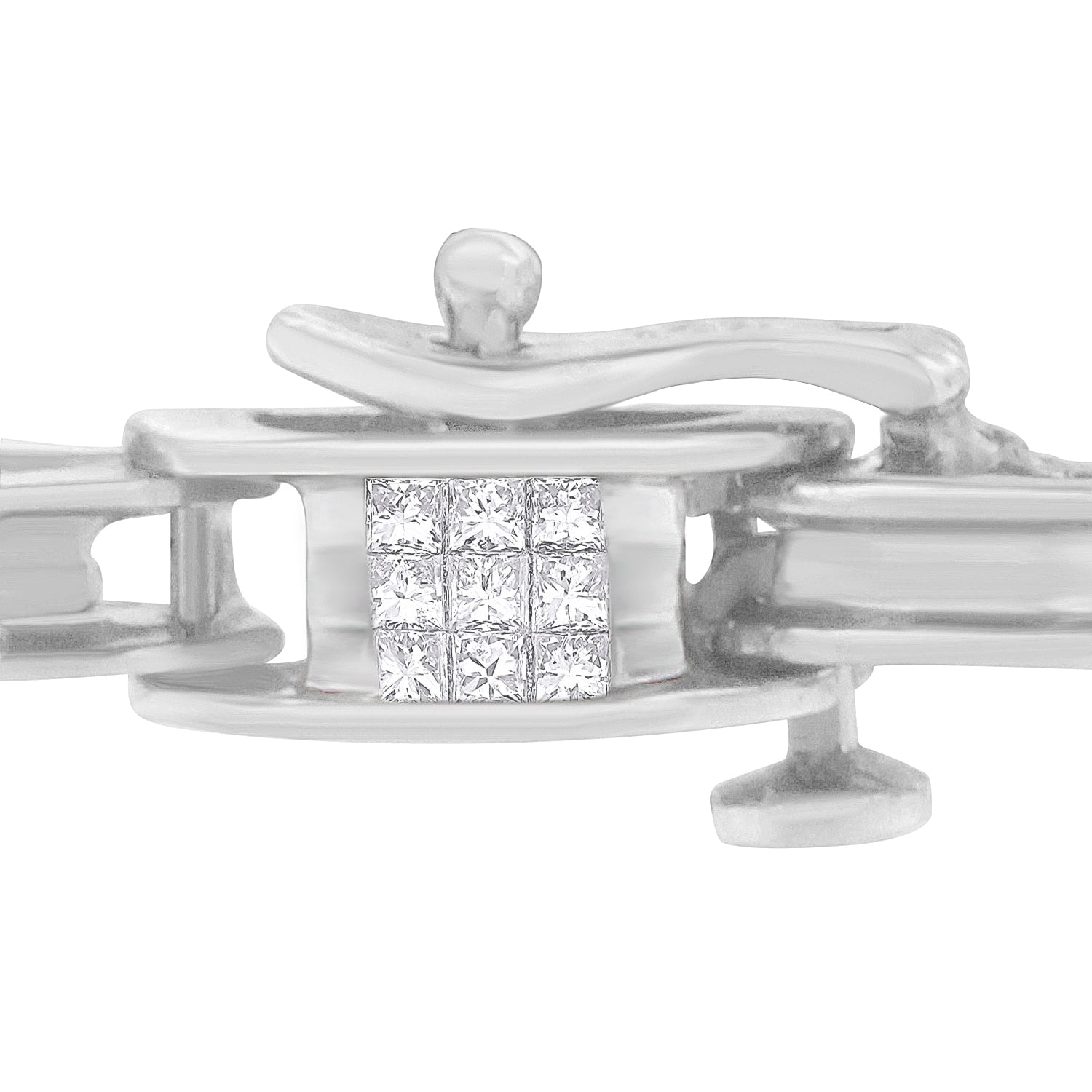 14K White Gold 1.0 Cttw Invisible Set Princess Diamond Alternating Link Tennis Bracelet (I-J Color, I1-I2 Clarity) - 7.25" Bids.com