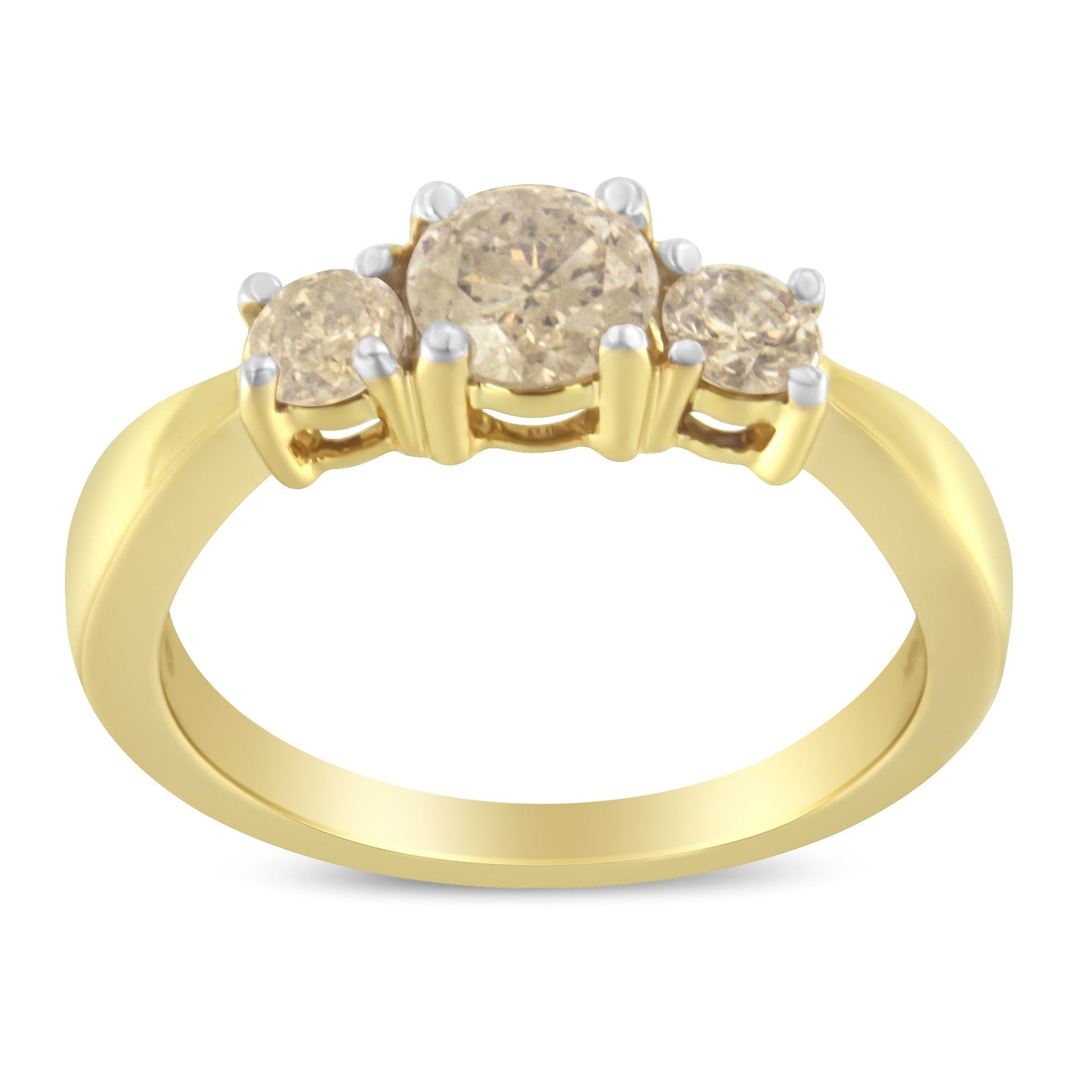 10K Yellow Gold Three Stone Diamond Band Ring (1.00 cttw, J-K Color, I2-I3 Clarity) Bids.com