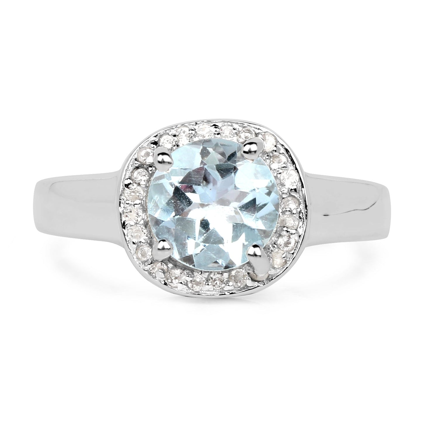 2.37 Carat Genuine Blue Topaz and White Topaz .925 Sterling Silver Ring Bids.com