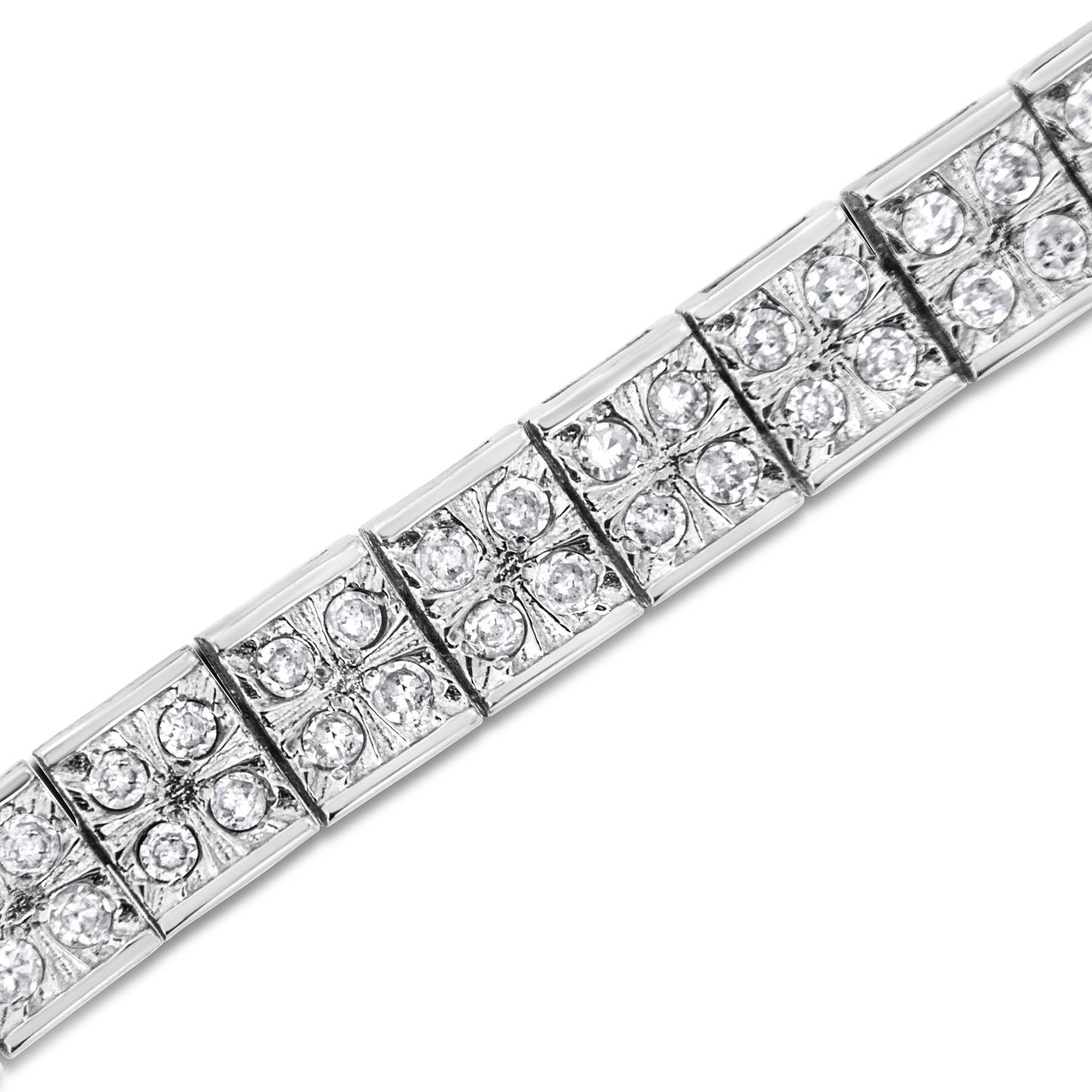 .925 Sterling Silver 2 Cttw Prong Set Round-Cut Diamond 4 Stone Box Link Bracelet (I-J Color, I3 Clarity) - 7.25" Bids.com