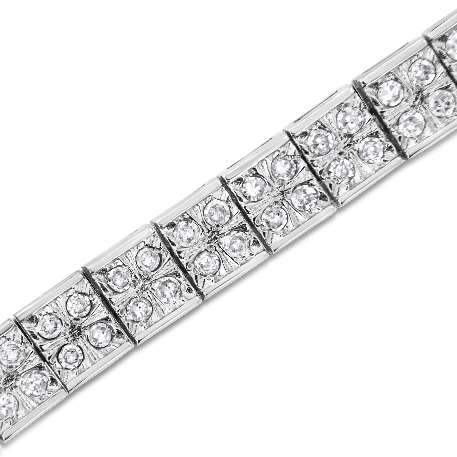.925 Sterling Silver 2 Cttw Prong Set Round-Cut Diamond 4 Stone Box Link Bracelet (I-J Color, I3 Clarity) - 7.25" Bids.com