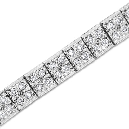 .925 Sterling Silver 2 Cttw Prong Set Round-Cut Diamond 4 Stone Box Link Bracelet (I-J Color, I3 Clarity) - 7.25" Bids.com