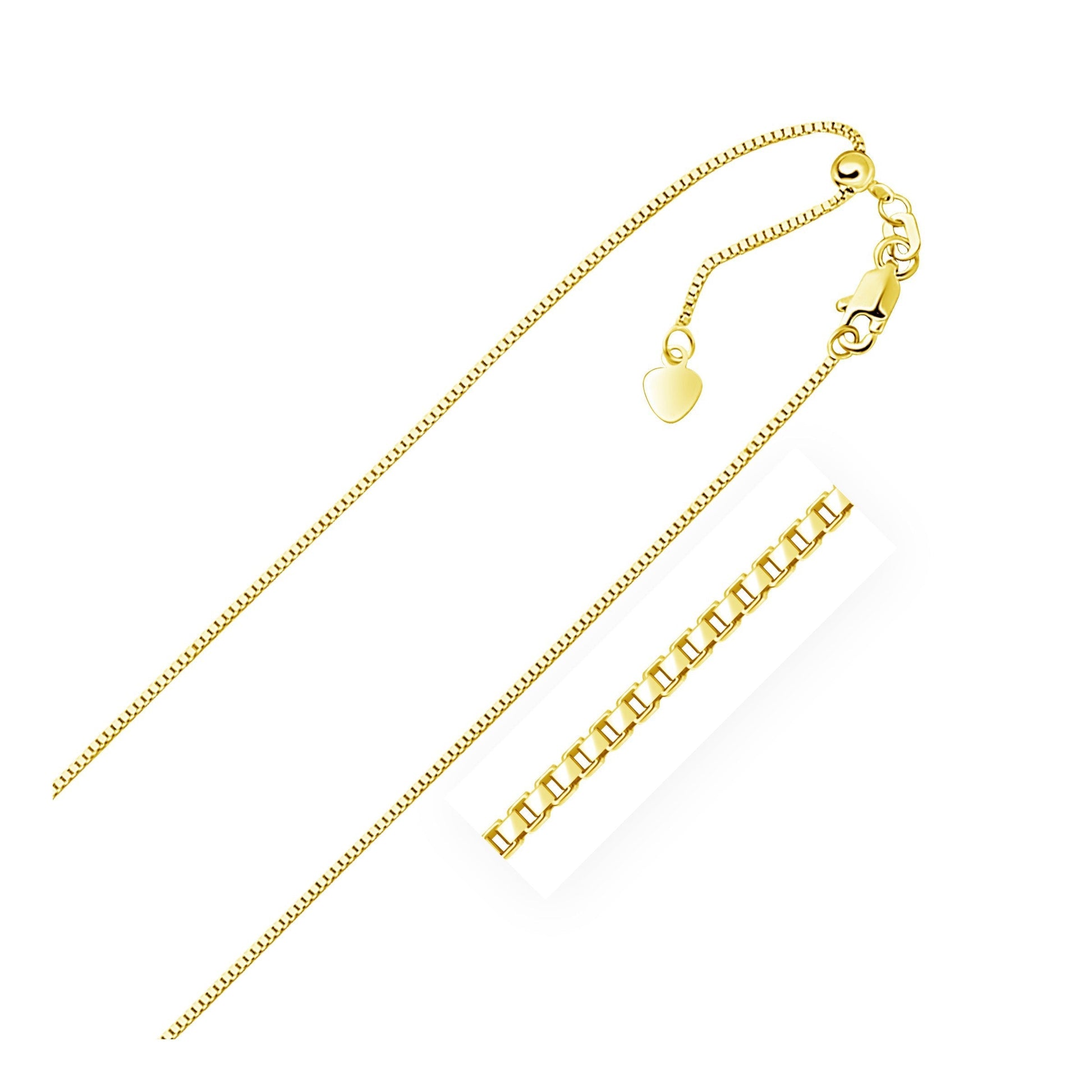 10k Yellow Gold Adjustable Box Chain 0.85mm Bids.com