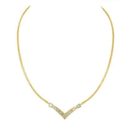 10K Yellow and White Gold 1/2 Cttw Princess Cut Diamond Channel-Set â€œVâ€ Shape 18" Franco Chain Necklace (H-I Color, SI2-I1 Clarity) Bids.com