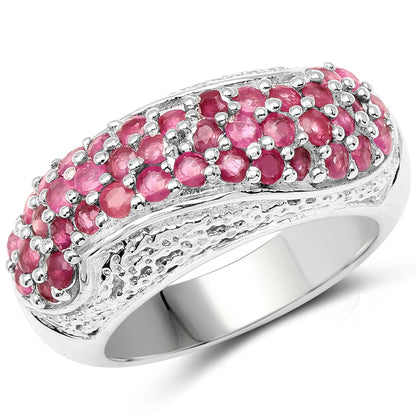 1.81 Carat Genuine Ruby and White Zircon .925 Sterling Silver Ring Bids.com