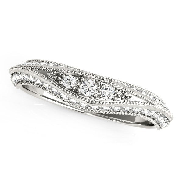 14k White Gold Curved Antique Style Diamond Wedding Ring (1/3 cttw) Bids.com