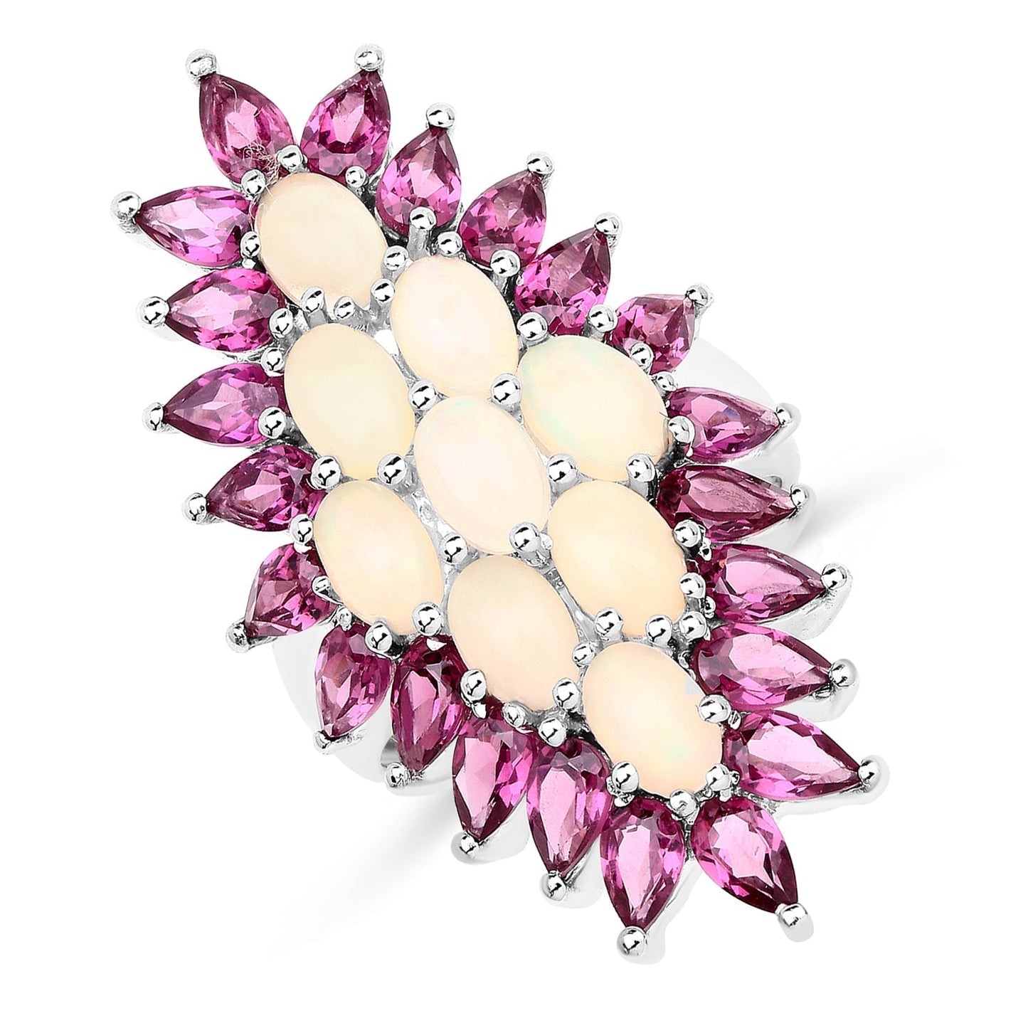 8.37 Carat Genuine Opal & Rhodolite .925 Sterling Silver Ring Bids.com