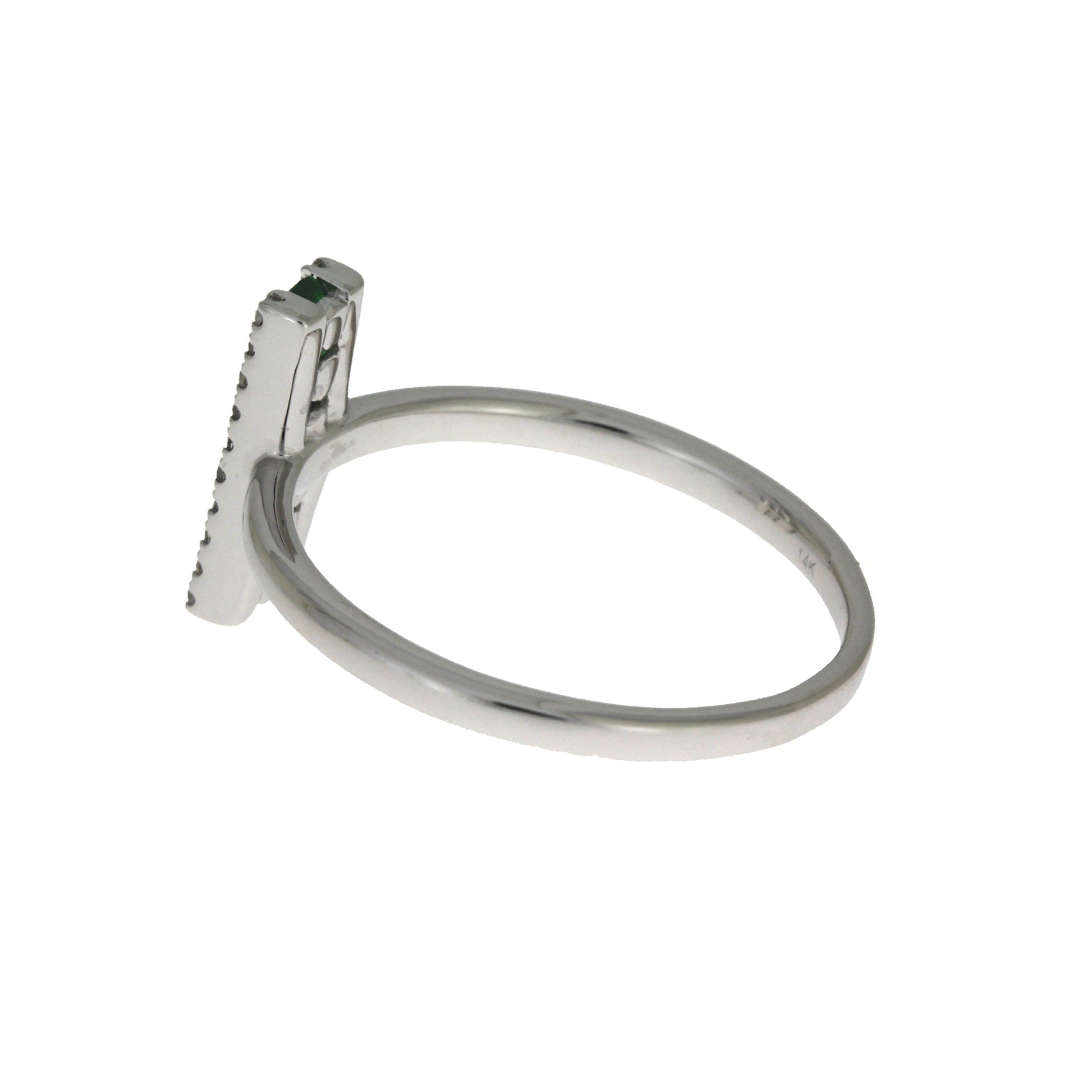 Natural .25ct Emerald Diamond Ring 14KT White Gold Bids.com