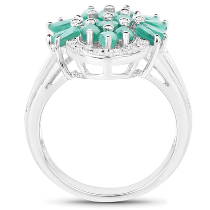 2.74 Carat Genuine Emerald and White Topaz .925 Sterling Silver Ring Bids.com
