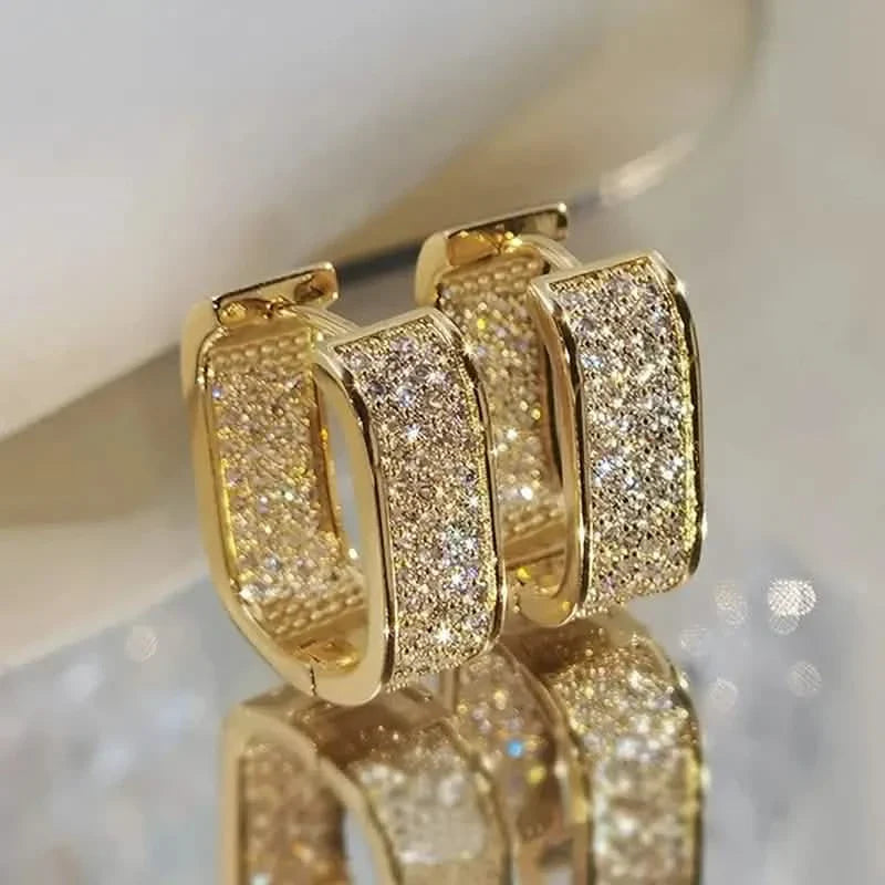 Dainty Paved CZ Hoop Earrings 18k Gold Plated Ear Jewelry DailySale