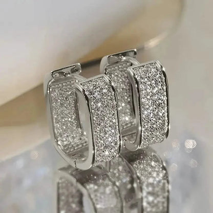 Dainty Paved CZ Hoop Earrings 18k Gold Plated Ear Jewelry DailySale