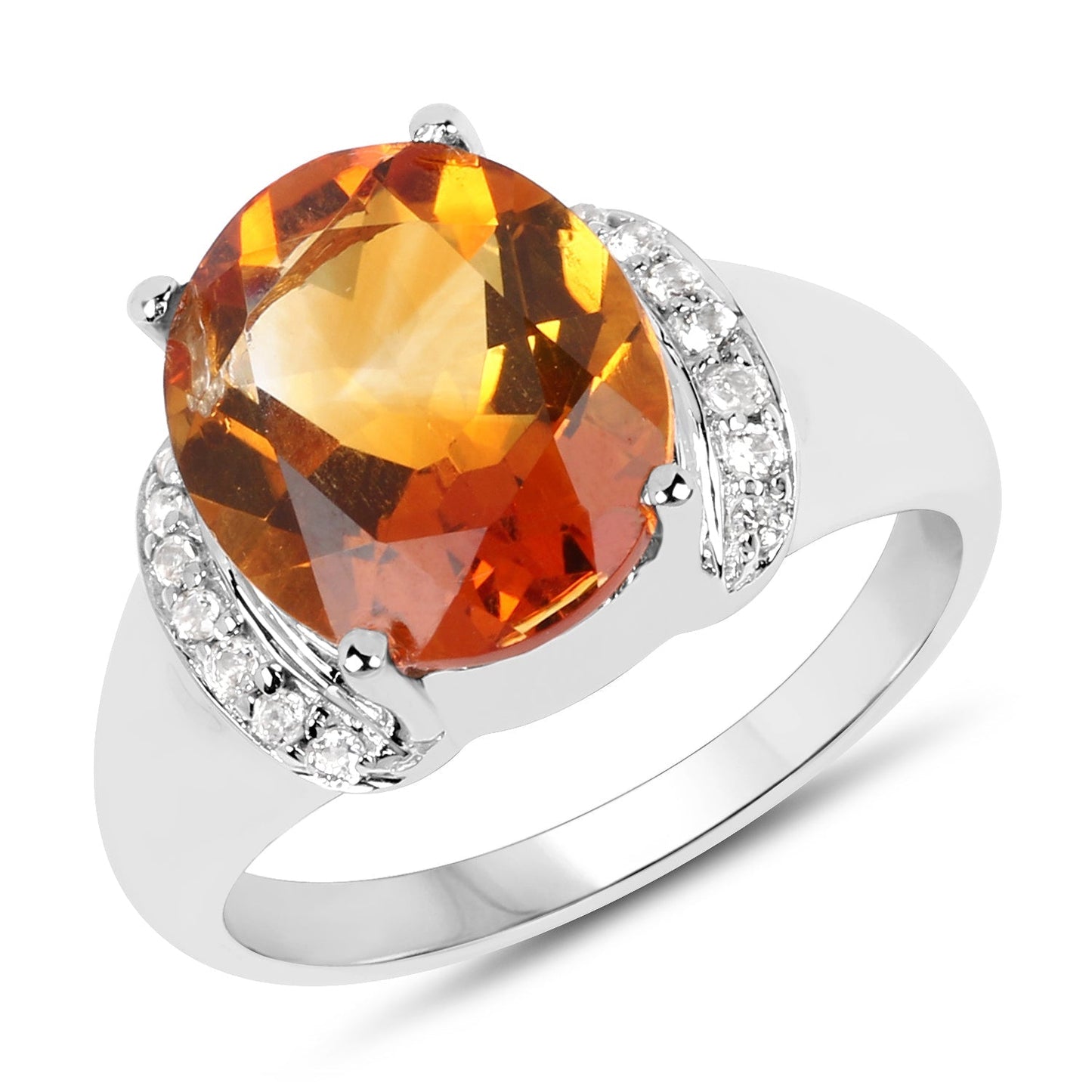 3.94 Carat Genuine Madeira Citrine & White Topaz .925 Sterling Silver Ring Bids.com