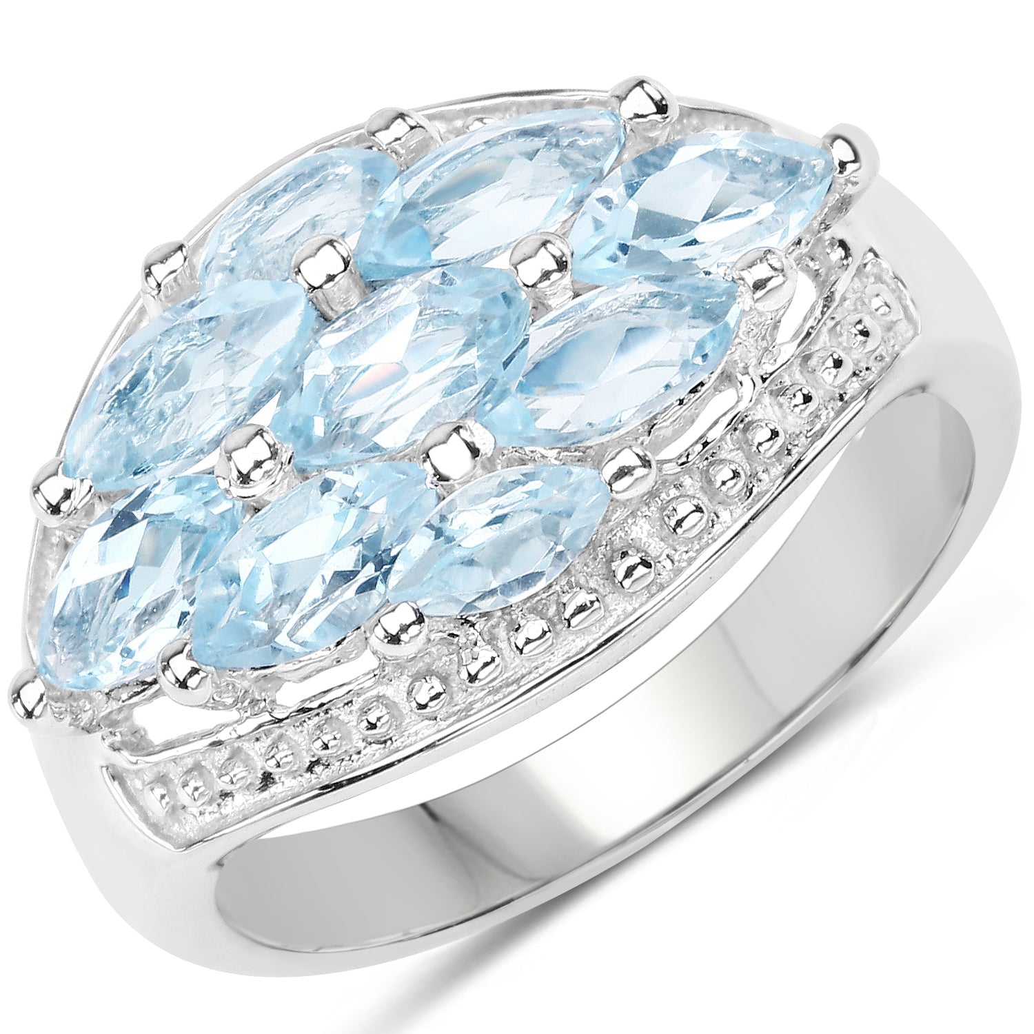 2.50 Carat Genuine  Blue Topaz .925 Sterling Silver Ring Bids.com