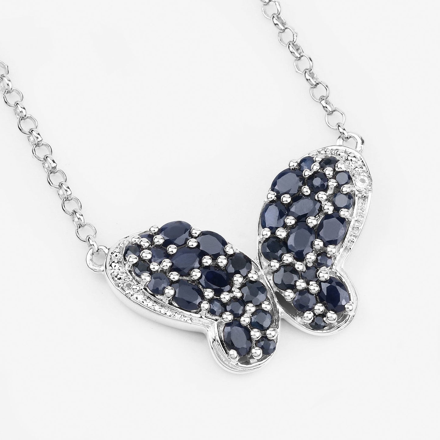 3.83 Carat Genuine Blue Sapphire and White Zircon .925 Sterling Silver Pendant Bids.com