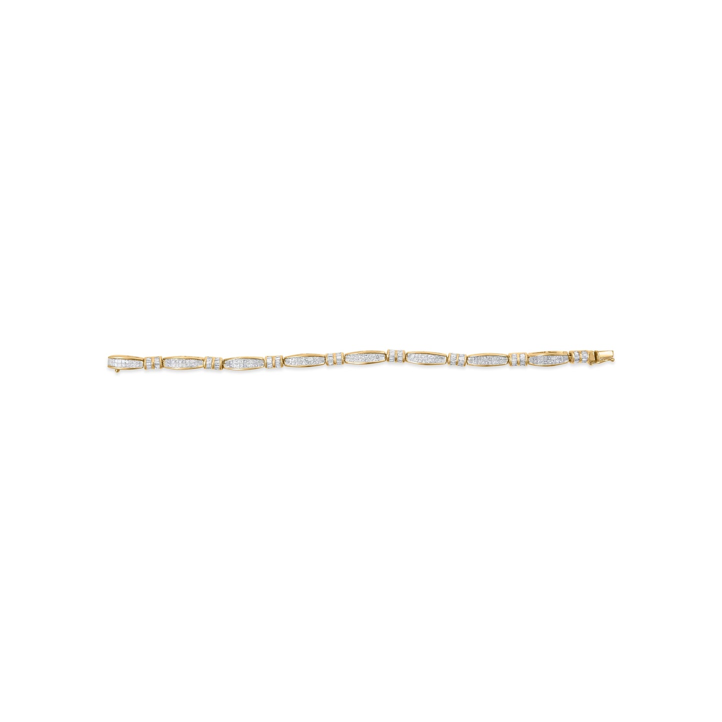 14K Yellow Gold Princess and Baguette Cut Diamond Beaded Bracelet (3.00 cttw, H-I Color, SI1-SI2 Clarity) Bids.com