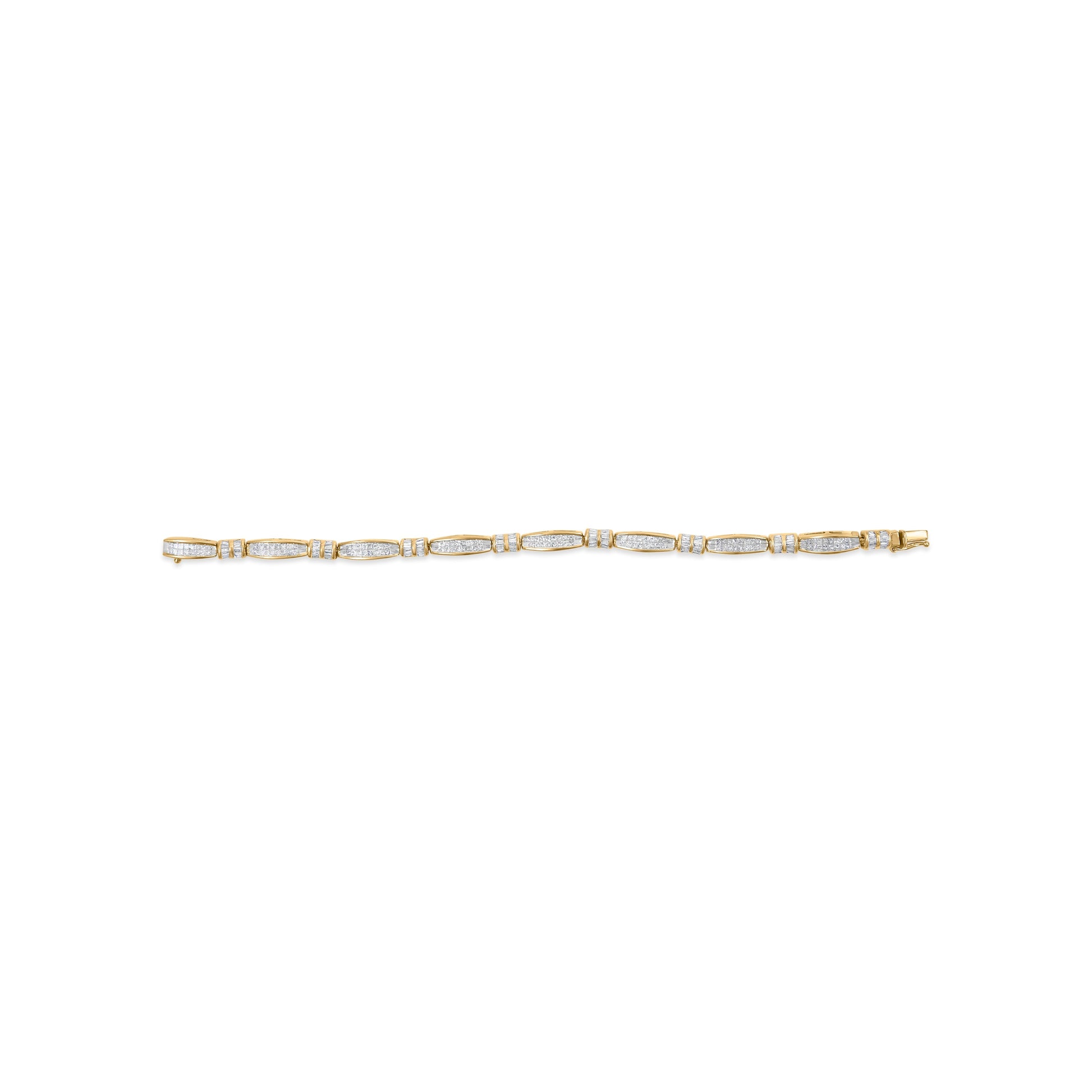 14K Yellow Gold Princess and Baguette Cut Diamond Beaded Bracelet (3.00 cttw, H-I Color, SI1-SI2 Clarity) Bids.com