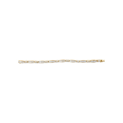 14K Yellow Gold Princess and Baguette Cut Diamond Beaded Bracelet (3.00 cttw, H-I Color, SI1-SI2 Clarity) Bids.com