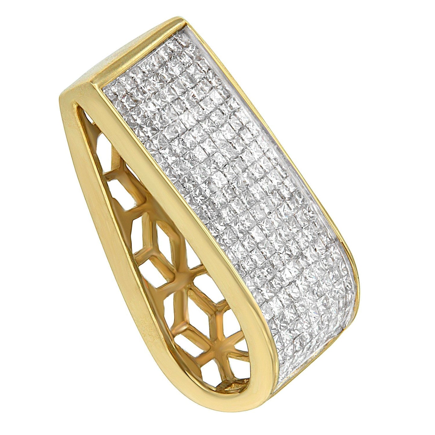 14K Yellow Gold Princess Cut Diamond Block Pendant Necklace (2 5/8 cttw, H-I Color, SI2-I1 Clarity) Bids.com