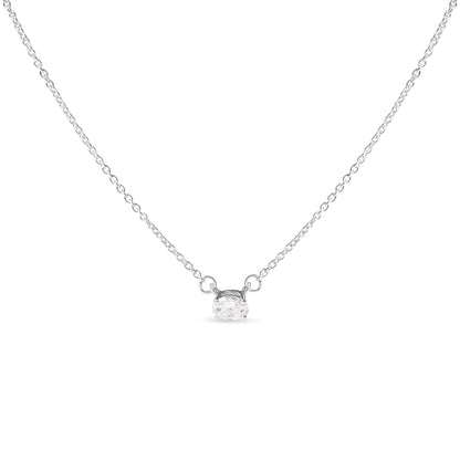 14K White Gold 1/4 Cttw Lab Grown Oval Solitaire Diamond East West 18" Pendant Necklace (G-H Color, VS2-SI1 Clarity) Bids.com