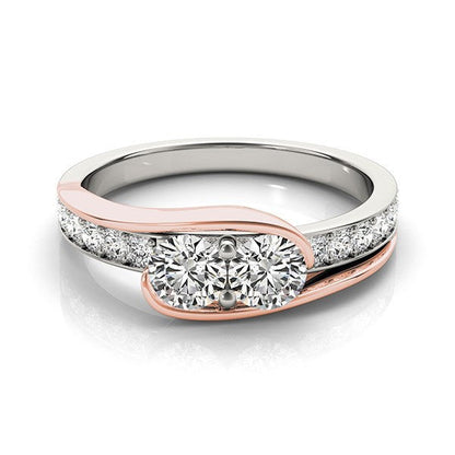 Two Stone Diamond Ring in 14k White And Rose Gold (3/4 cttw) Bids.com