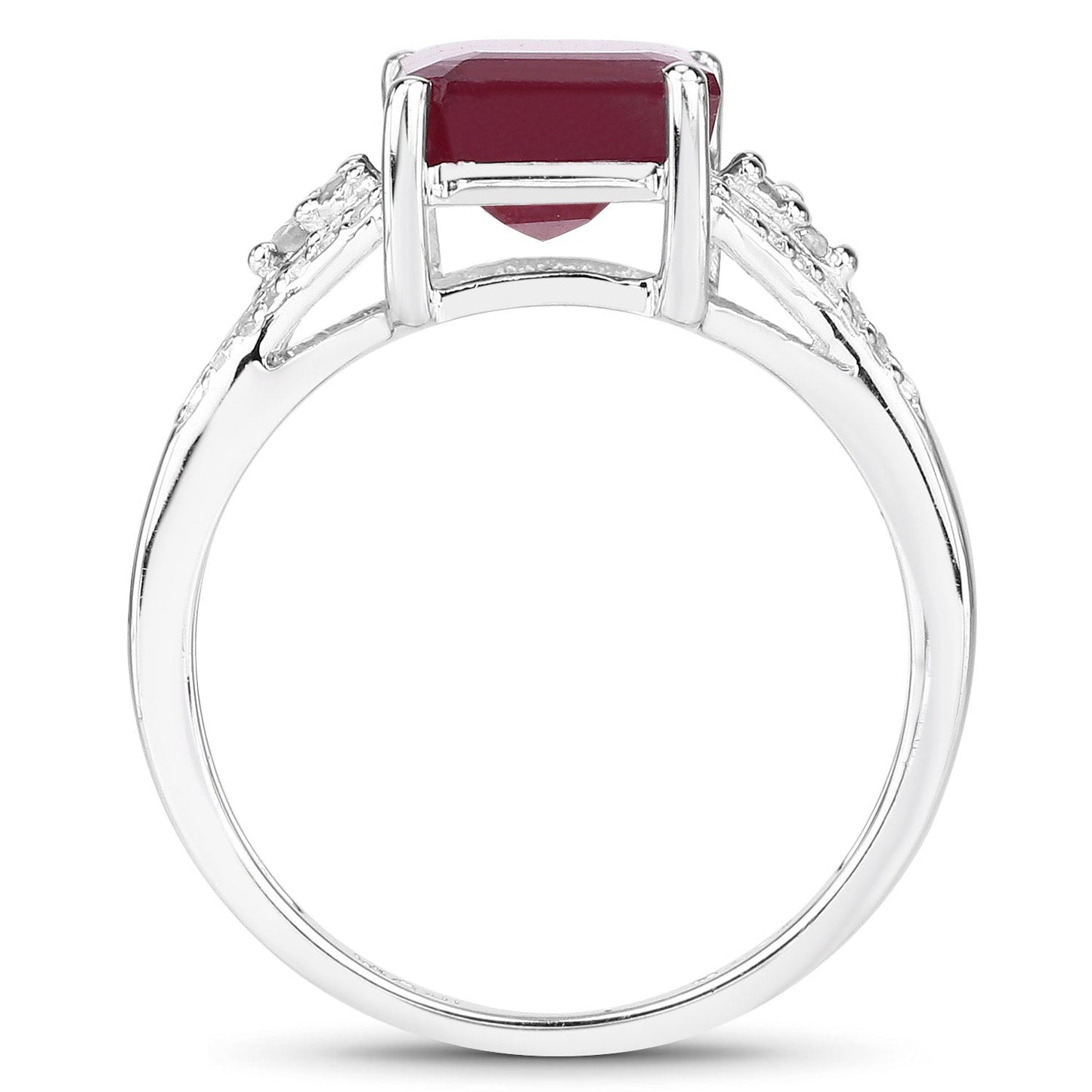 4.49 Carat Glass Filled Ruby and White Topaz .925 Sterling Silver Ring Bids.com