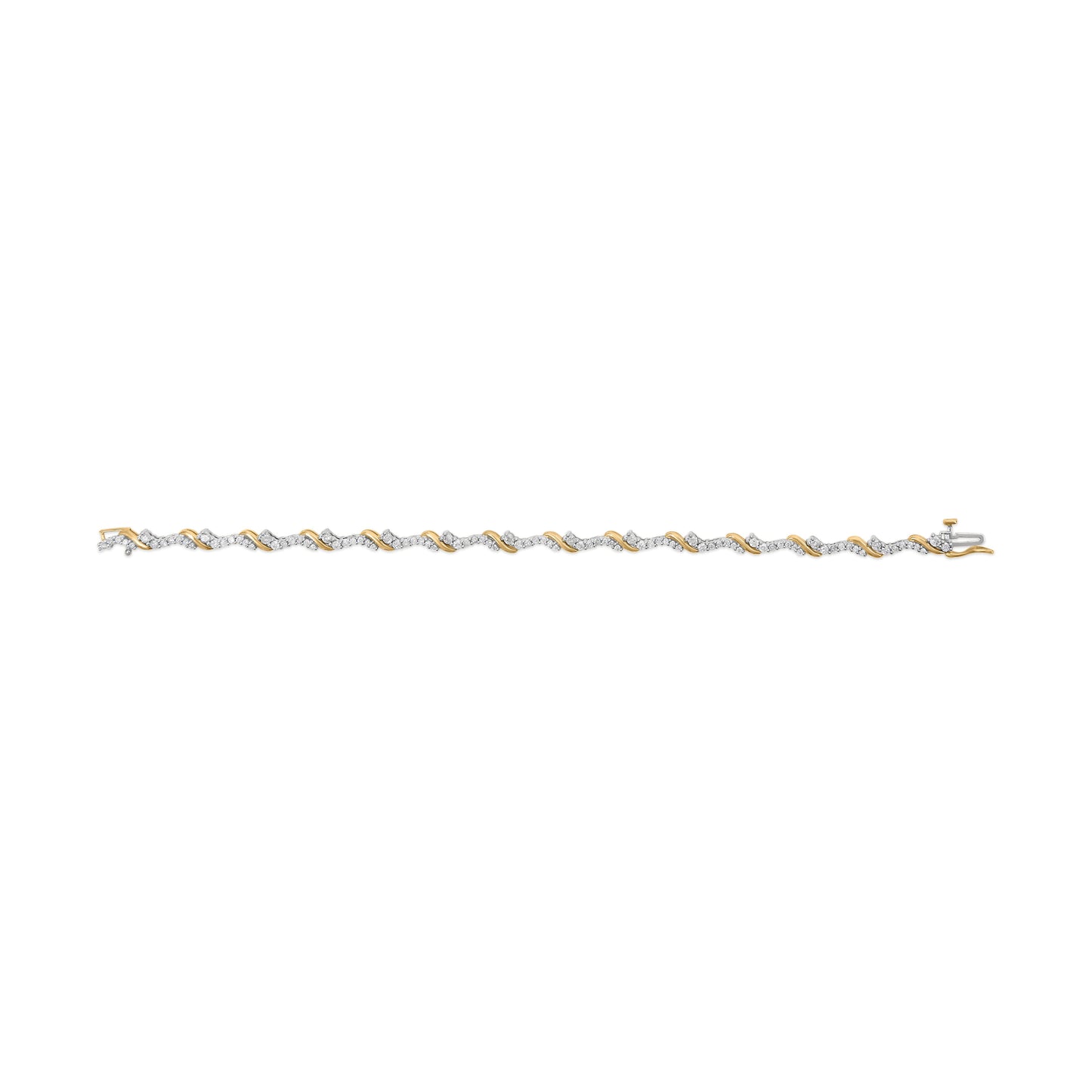 10K Yellow and White Gold 2.00 Cttw Diamond "S" Link 7" Bracelet (H-I Color, I2-I3 Clarity) Bids.com